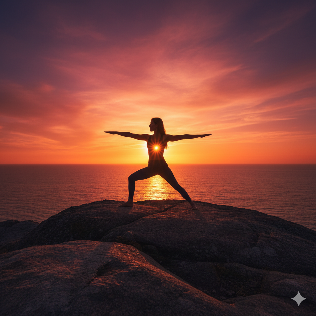 Femme dans une posture de yoga confiante